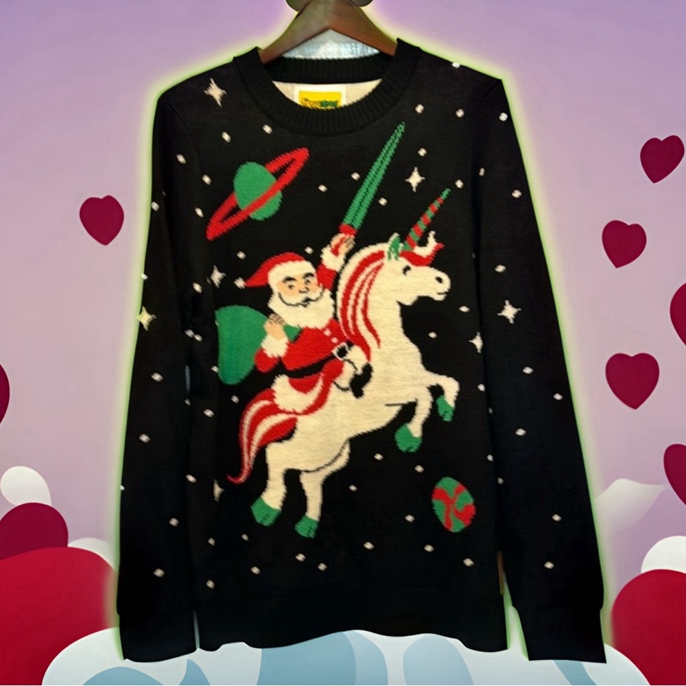 Tipsy Elves Father Christmas on a Unicorn ‘ugly’ Christmas sweater - classic!